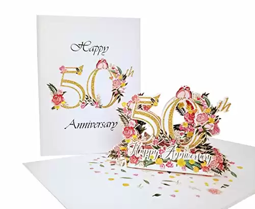 Happy 50th Milestone Anniversary 3D Pop Up Greeting Card