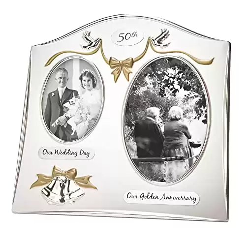 Traditional Two Tone Silver Double Picture Frame
