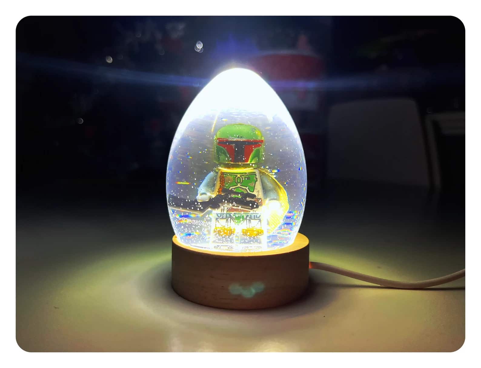 Small Wooden Boba Fett Desk Lamp LED