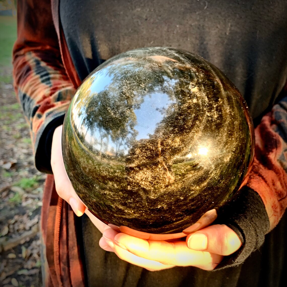 Huge Golden Sheen Obsidian Sphere