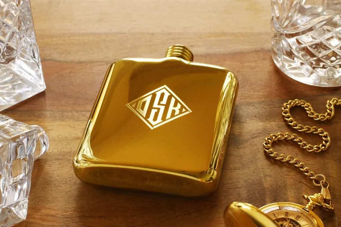 Personalized Gold Flask