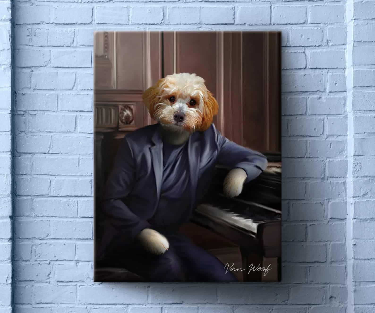 The Pianist Custom Dog Portrait Pet Portrait Royal