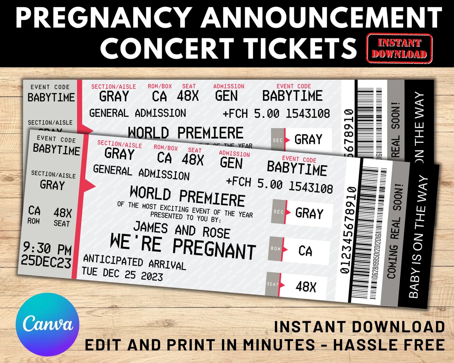 Pregnancy Announcement Concert Tickets